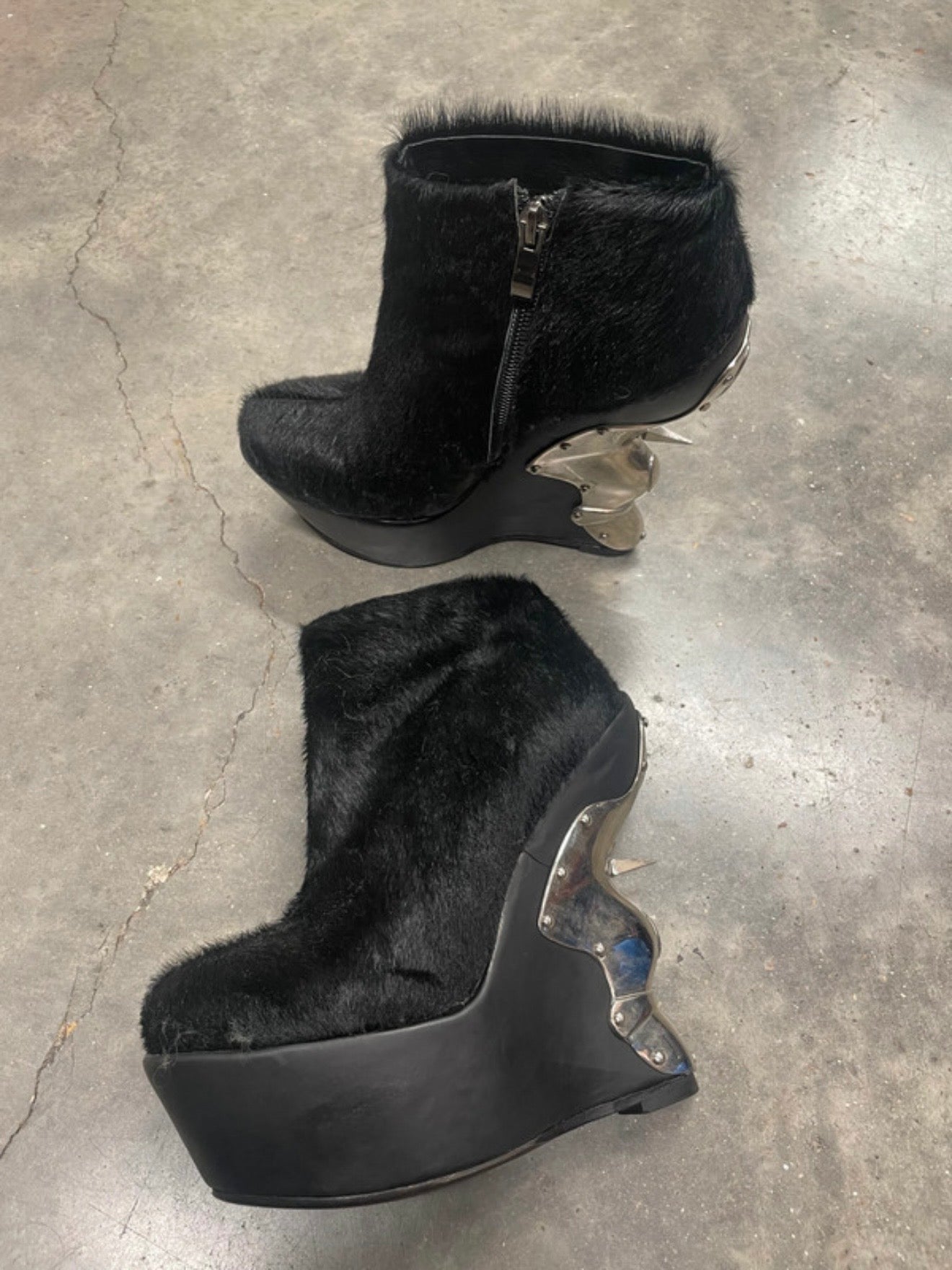 Alexander McQueen Pony Hair Metal Plate Boots - 38