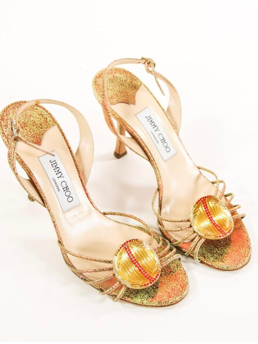 Jimmy Choo Golden Leather Heels - 37/37.5