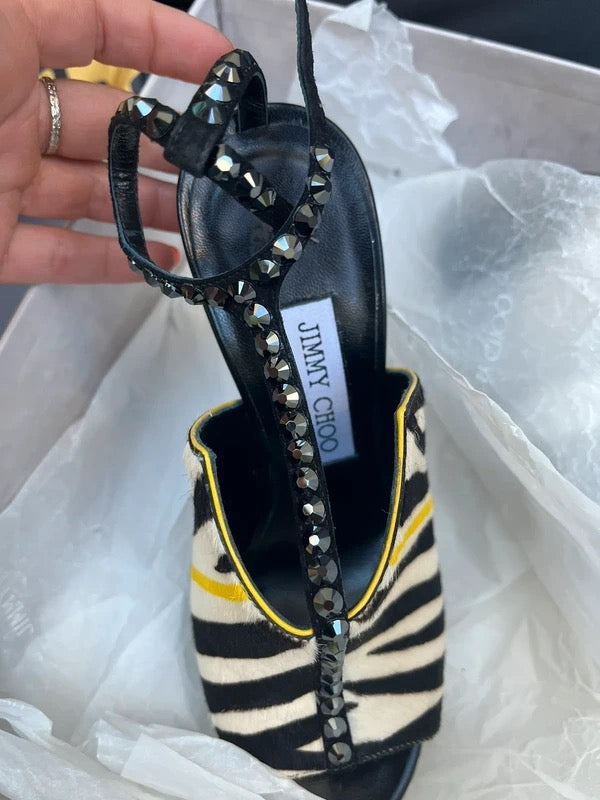Jimmy Choo Zebra Pony Hair Wedge Heels - 36,38 + 39