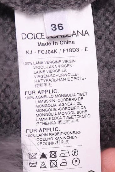 Dolce & Gabbana Charcoal Virgin Wool & Tibetan Lamb Fur Jacket - S