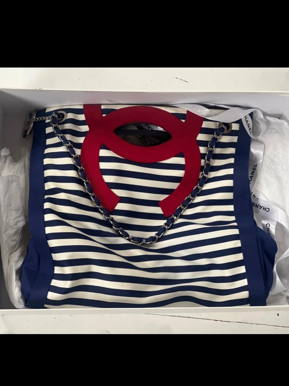 Chanel Cruise 2010 Striped Tote Bag
