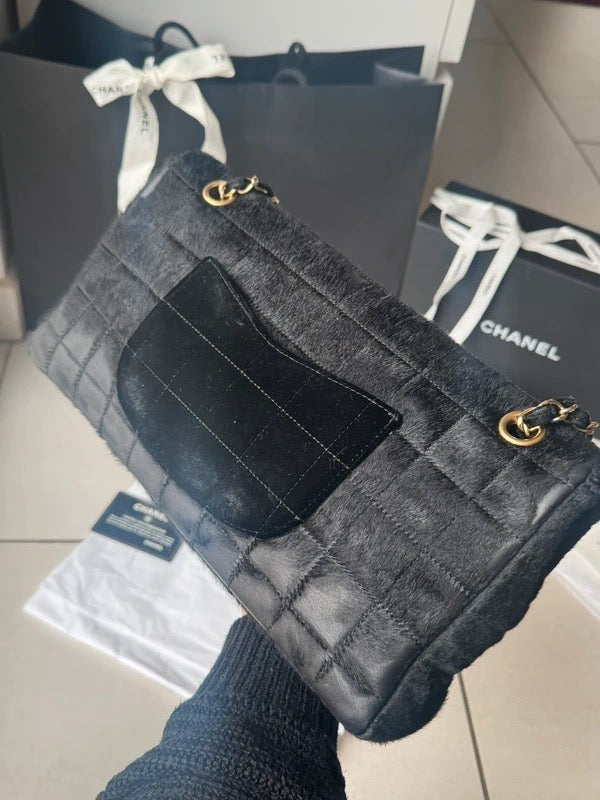 Chanel Pony Hair & Velvet Chocolate Bar Flap Bag