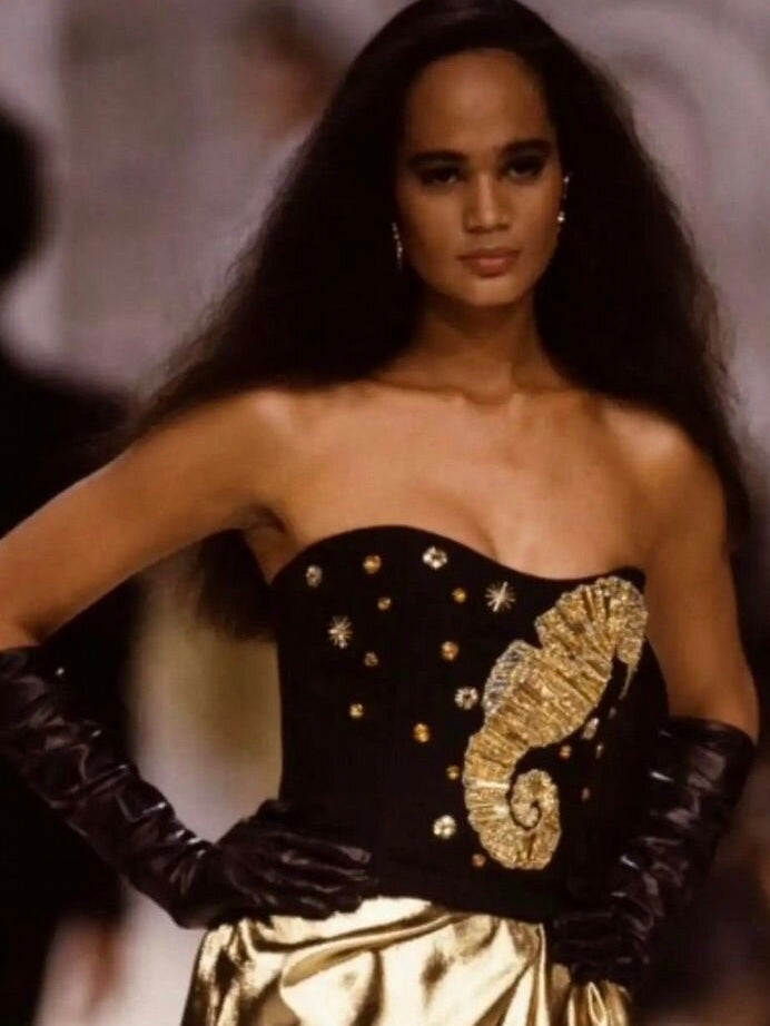 Dior 1989 Runway Embellished Seahorse Corset - S
