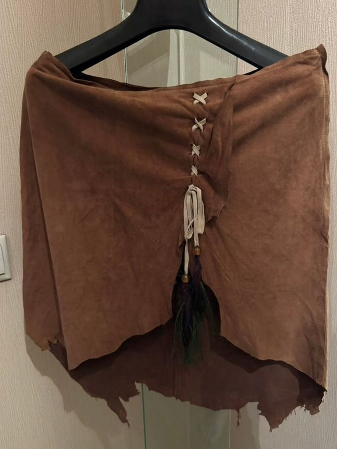 Dolce & Gabbana 2001 Distressed Suede Low Rise Skirt Set - S
