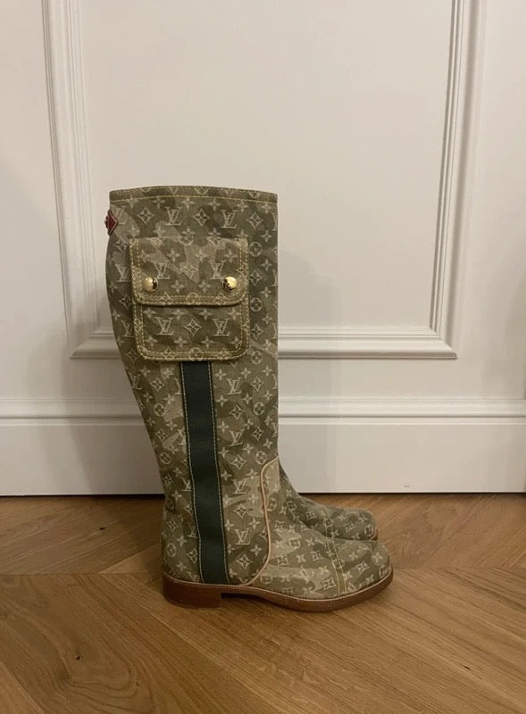 Louis Vuitton x Takashi Murakami Denim Monogram Boots - 37