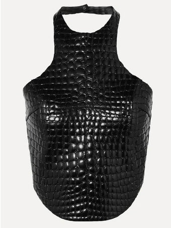 Tom Ford 2019 Faux Croc Embossed Halterneck Top - M