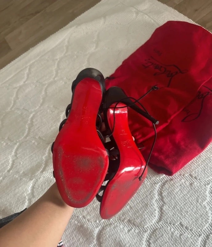 Christian Louboutin All Black Gladiator Heels - 39