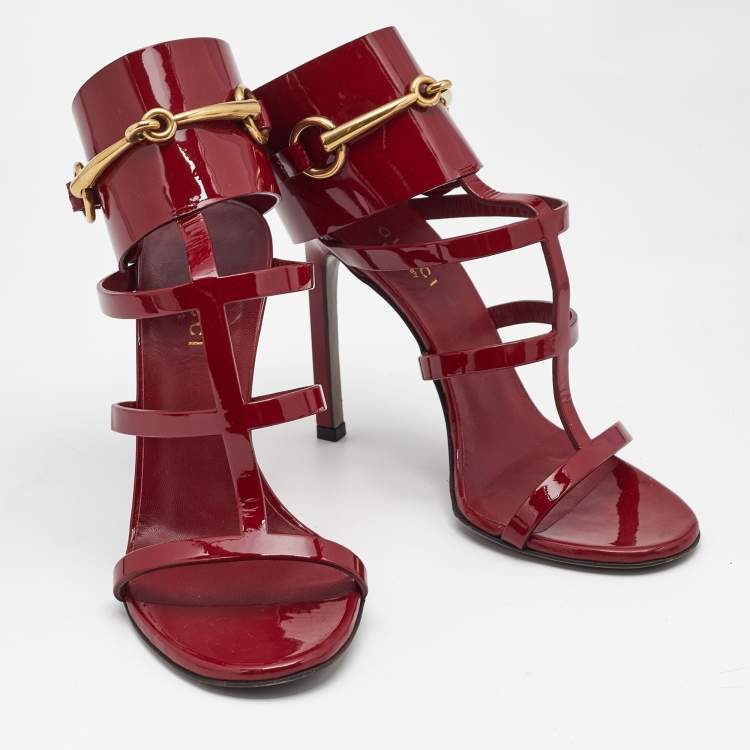 Gucci Cage Ursula Heels Burgundy- 35/35.5