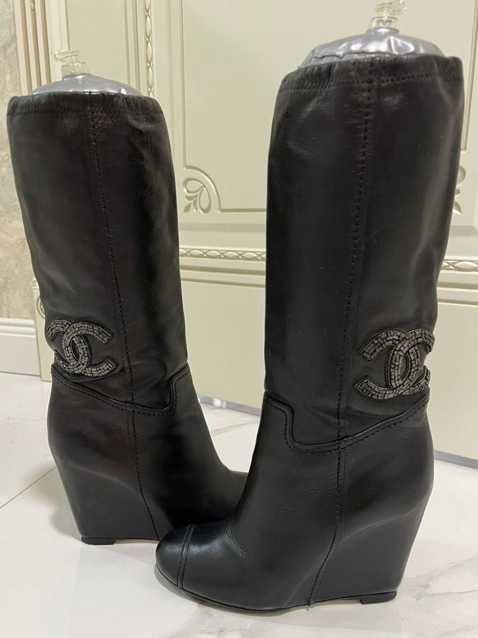 Chanel CC Logo Diamanté Boots - 37