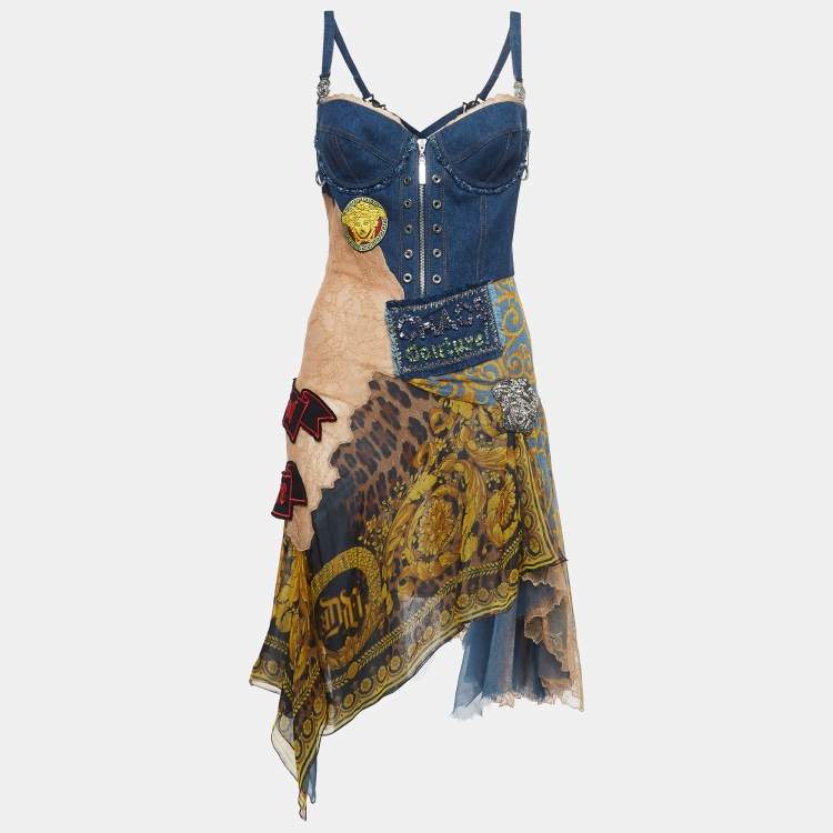 Versace Chaos Couture Embellished Denim Dress SS 2005 - S