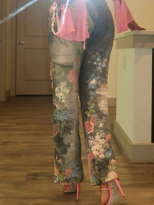 Roberto Cavalli Floral Jeans - M