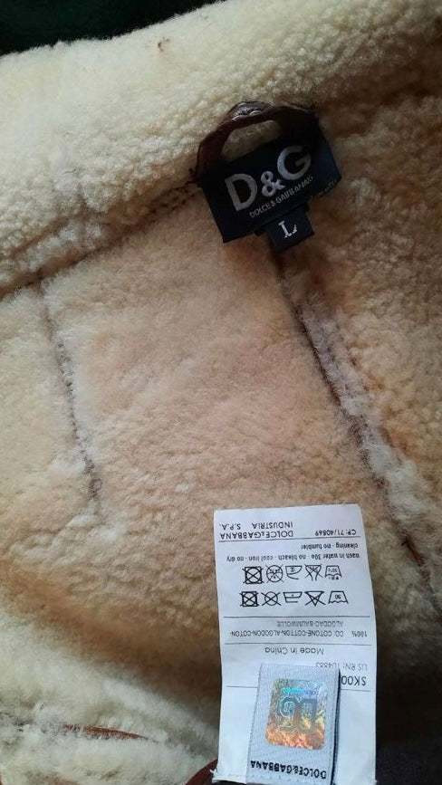 Dolce & Gabbana Shearling Coat with Fur Trim - M