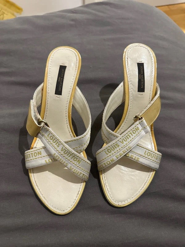 Louis Vuitton Logo Stap Mules - 37.5