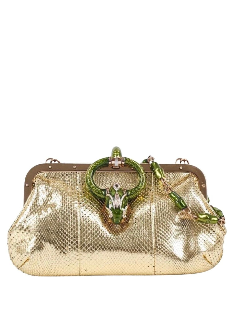Gucci by Tom Ford 2004 Runway Gold Snake Skin Swarovski Bag