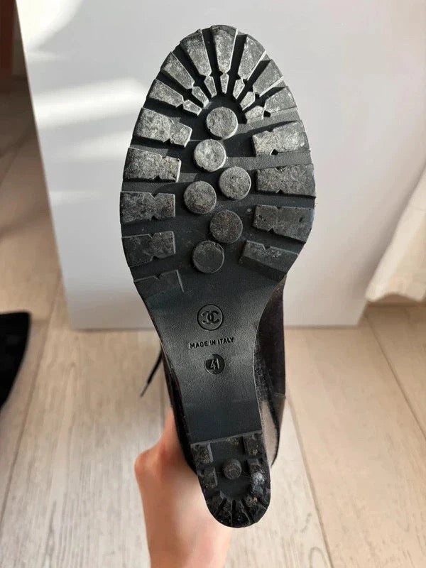 Chanel 2016 Suede Wedge Lace Up Boots - 39,40.5 + 41