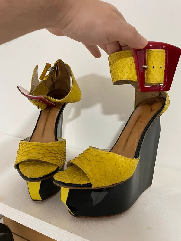 Giuseppe Python Strap Wedges - 39