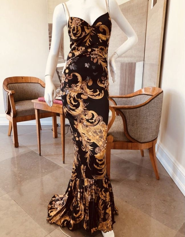 Cavalli Baroque Silk Dress Brand New - M