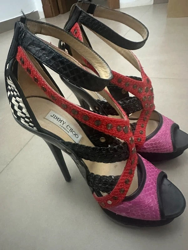 Jimmy Choo Python Wrap Platform Heels - 36,39+40