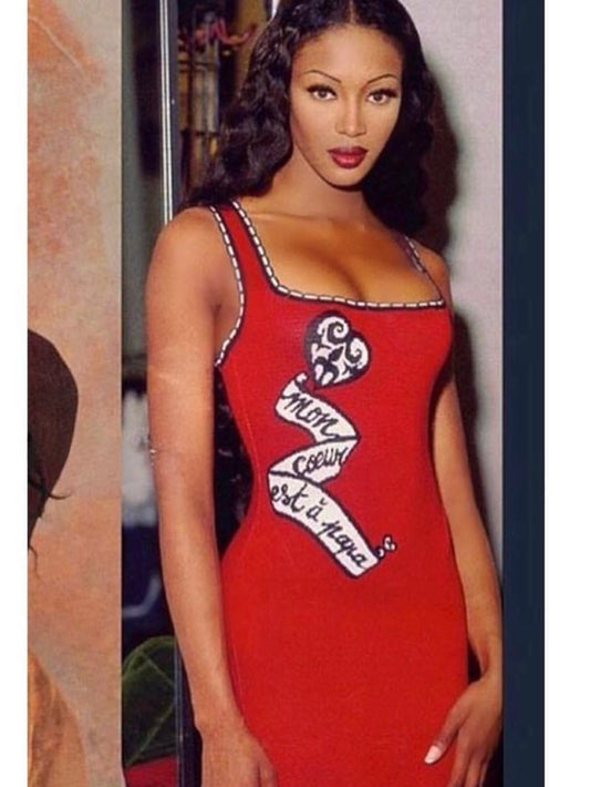 Alaia 1992 ‘Mon Coeur est a Papa’ Mini Dress (re-edition/modern version) - M