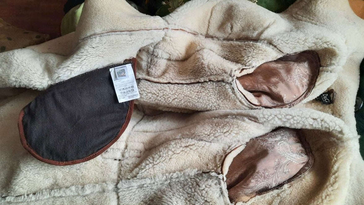 Dolce & Gabbana Shearling Coat with Fur Trim - M