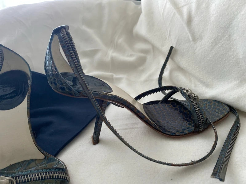 Dior Snakeskin Zip Asymmetric Heels Brand New - 36