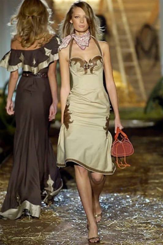 Dsquared2 Spring 2006 Leather Detailed Midi Dress - S
