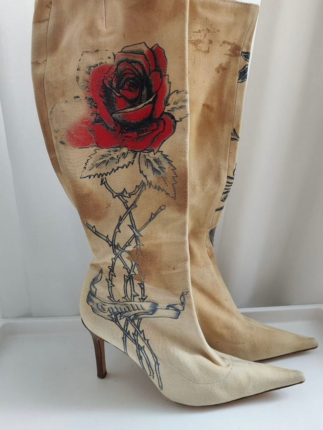 Roberto Cavalli Tattoo Boots- 39/39.5