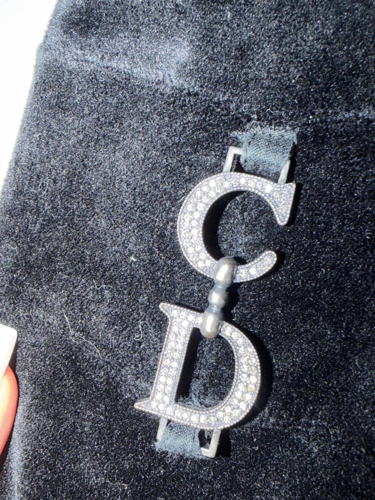 Dior Diamanté CD Logo Velour Dress - S/M