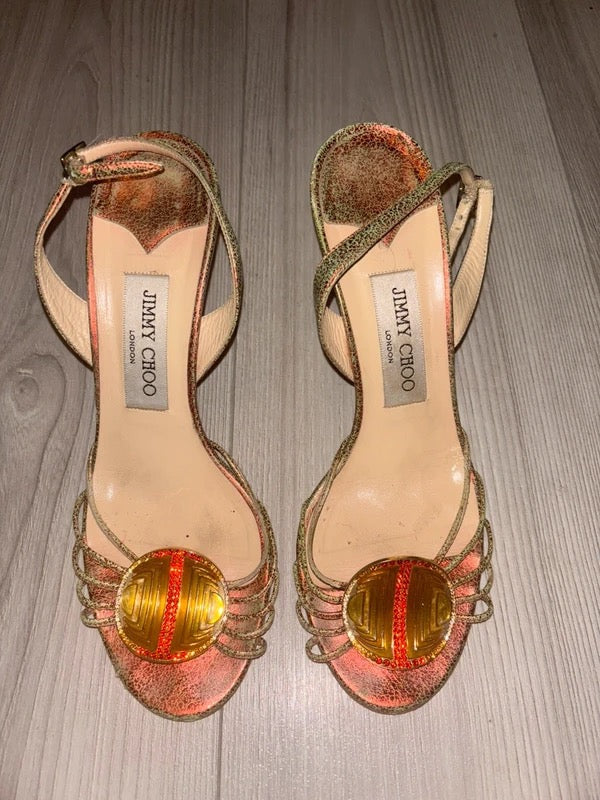 Jimmy Choo Golden Leather Heels - 37/37.5