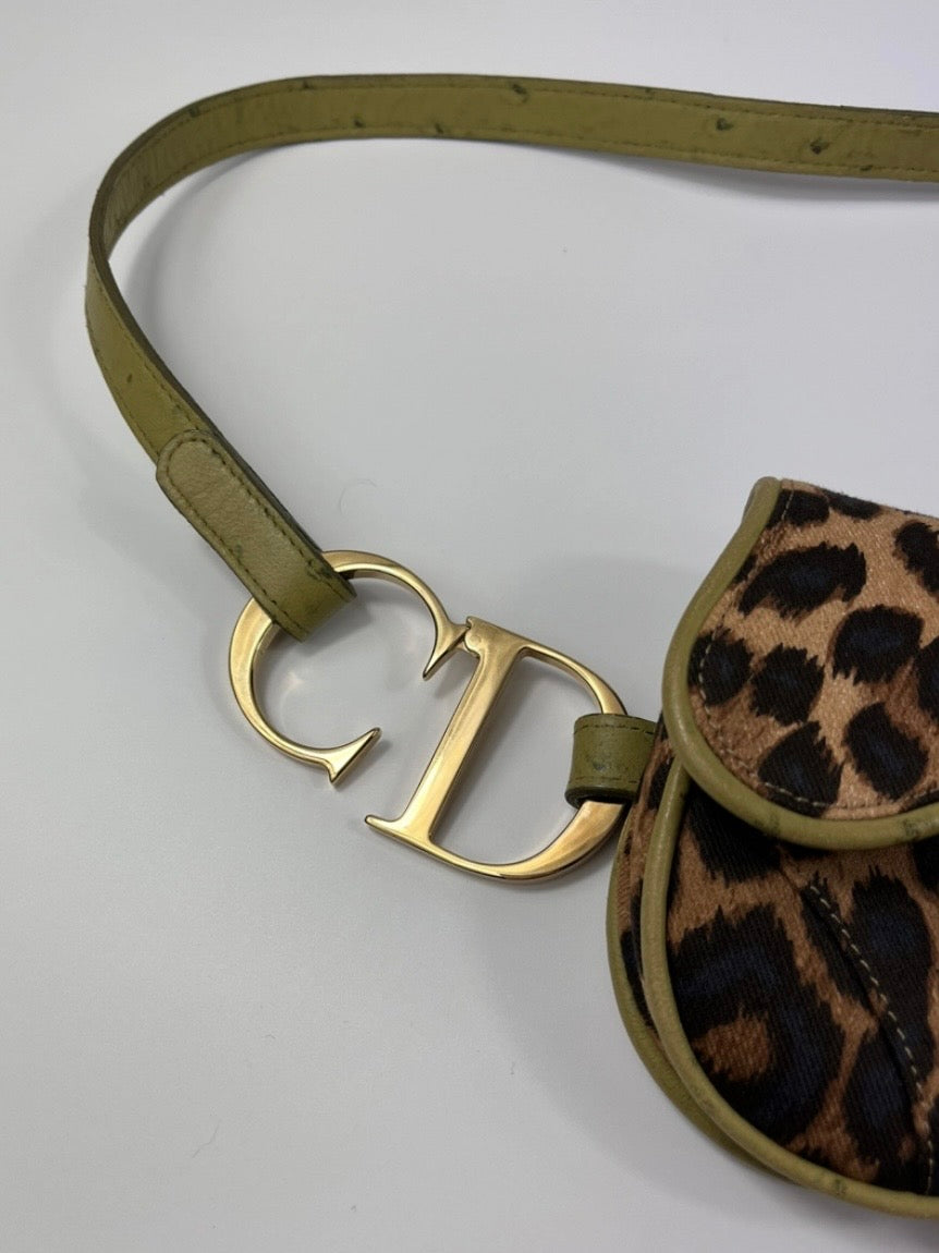 Dior Leopard Print Mini Saddle Belt Bag