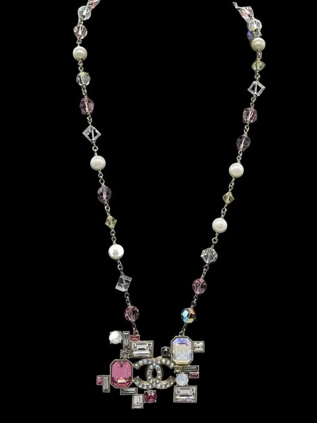 Chanel 2005 Baguette Crystal CC Necklace