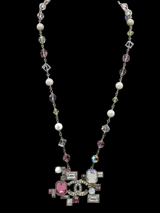 Chanel 2005 Baguette Crystal CC Necklace