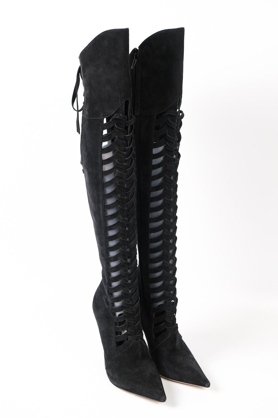 Versace F/W 2014 Laser Cut Out Suede Boots - 40