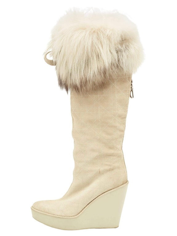 Dior Wedge Fox Fur Boots - 38