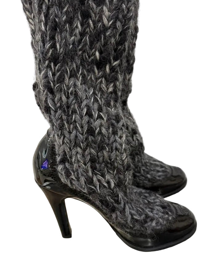 Chanel Knit Ankle Boots - 38