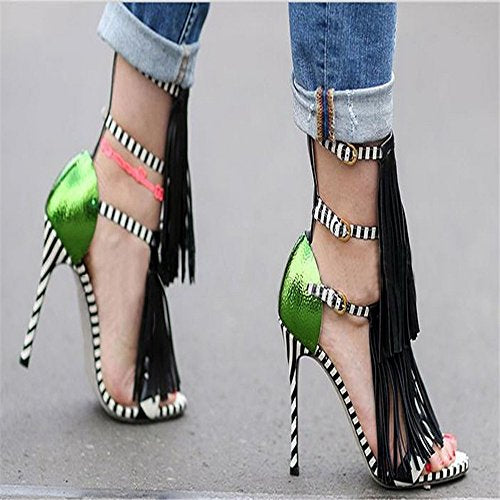 Sergio Rossi Double Fringe Gladiator Heels - 37.5