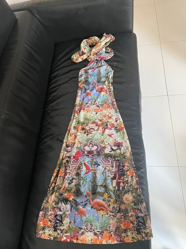 Jean Paul Gaultier S/S 1999 Flamingo Mesh Maxi Dress - S
