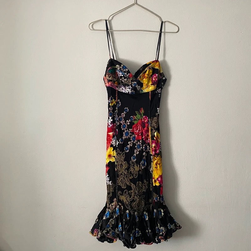 Cavalli 2000s Floral Satin Dress - S