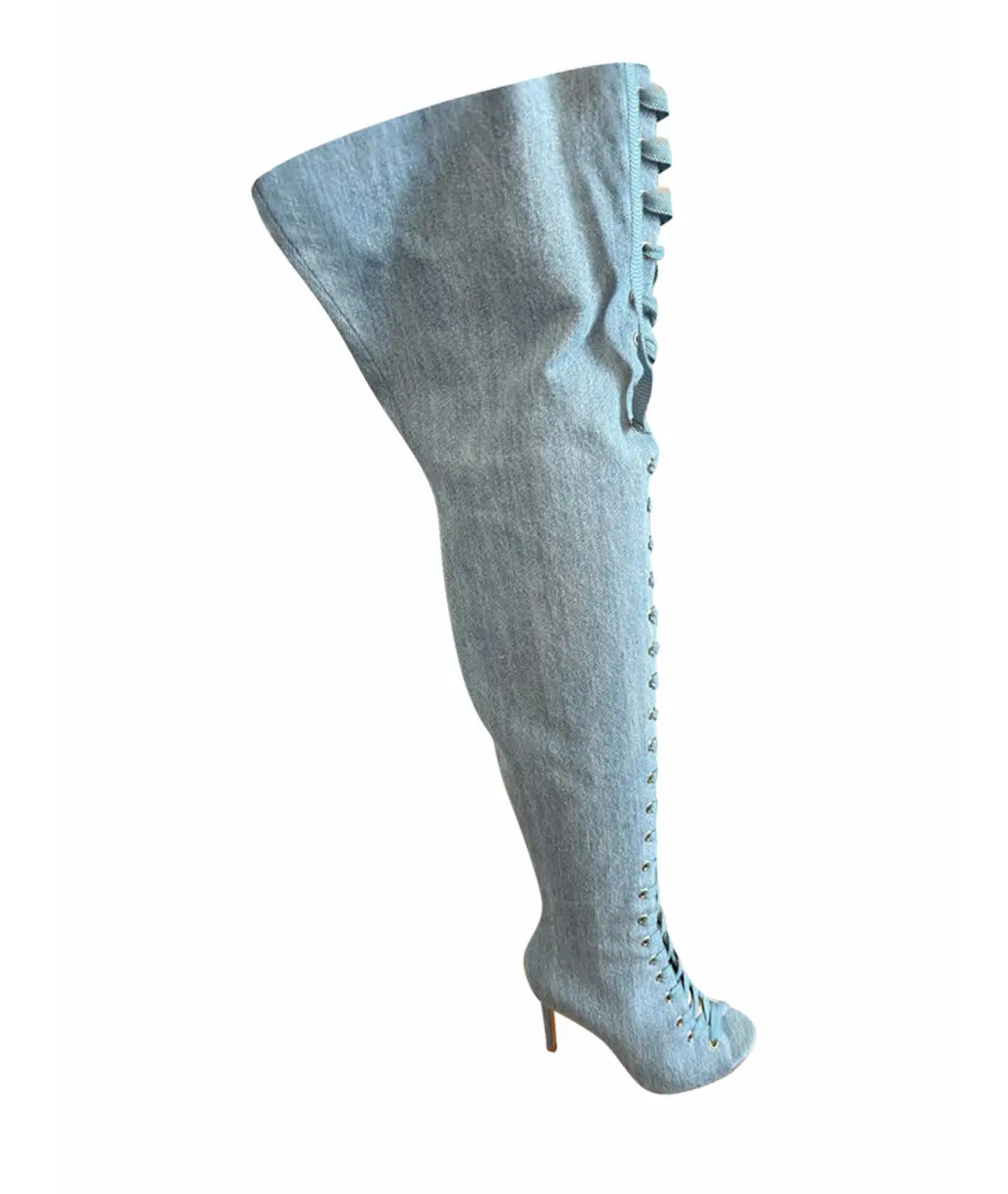 Gianvito Rossi Marie Denim Lace Up Boots Brand New - 37