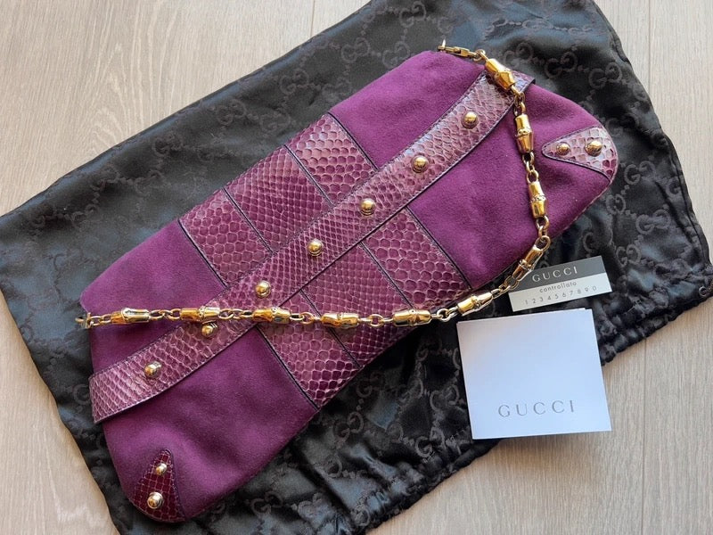 Gucci by Tom Ford Horsebit Bag with Lizard Skin
