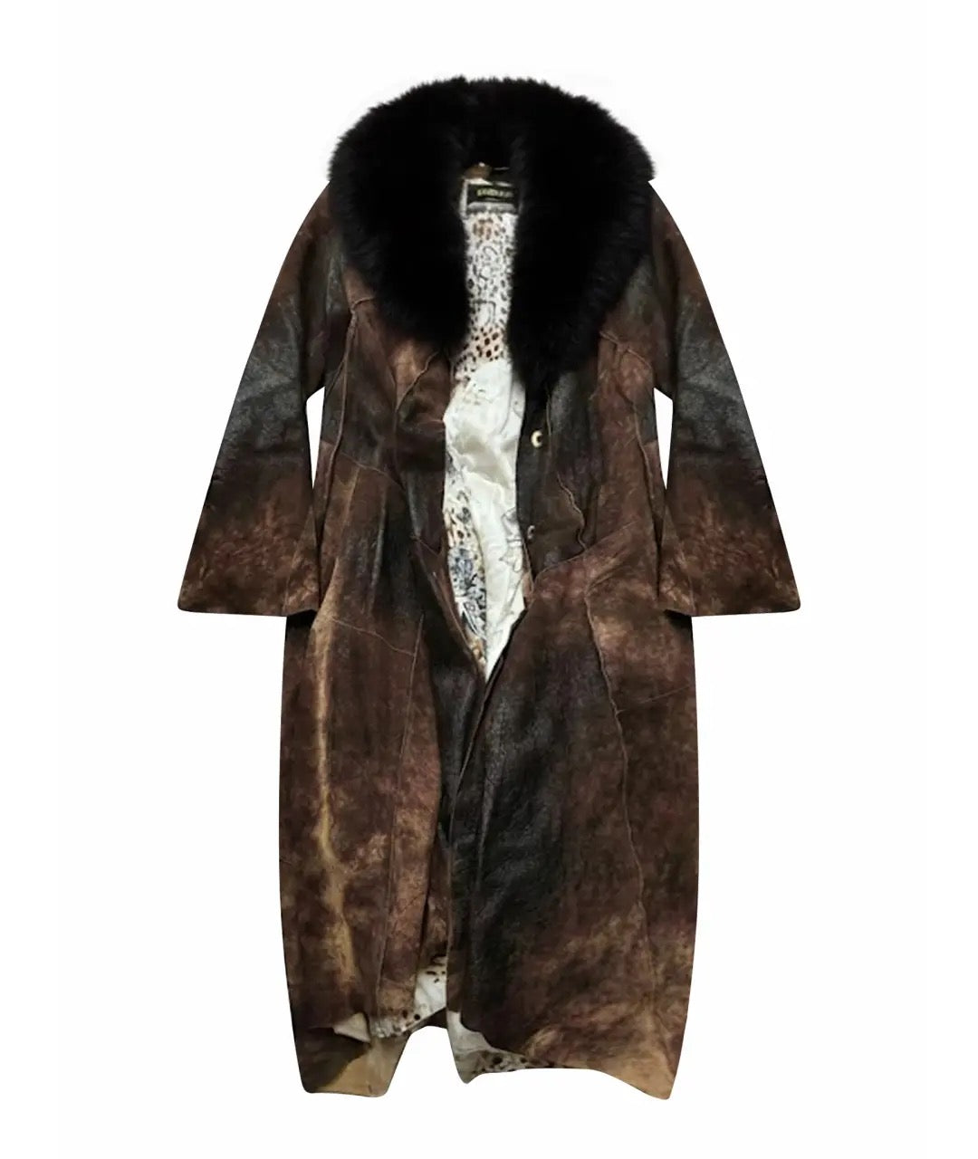 Roberto Cavalli Sheepskin with Fox Fur Trim Coat - S