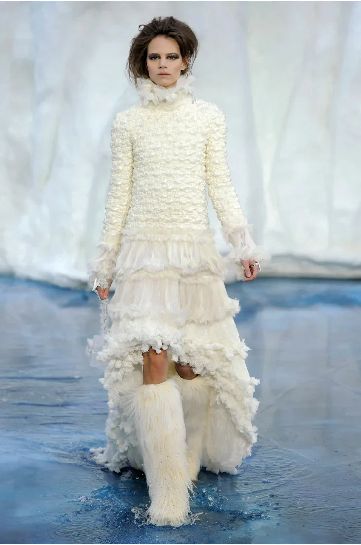 Chanel Fur Yeti Icicile Heel Boot - 39