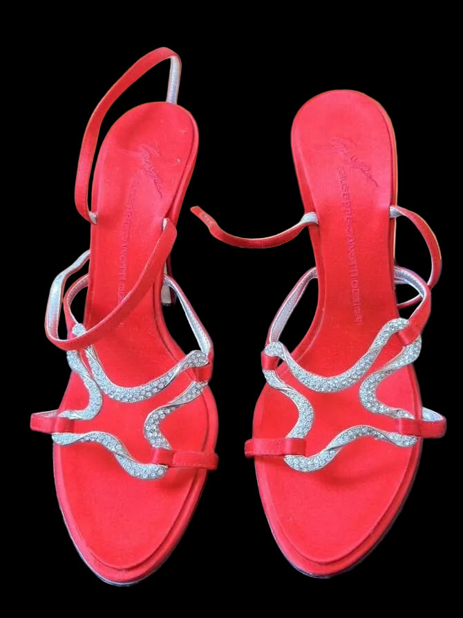Giuseppe Zanotti Embellished Abstract Satin Heel - 37/38