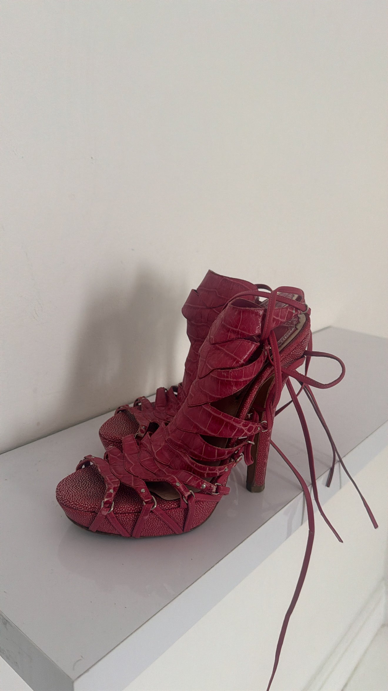 Dior 2009 Alligator Runway Heels in Pink - 39