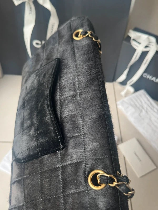 Chanel Pony Hair & Velvet Chocolate Bar Flap Bag
