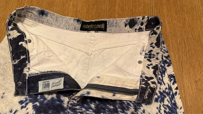 Cavalli Navy Cow Print Jeans - M