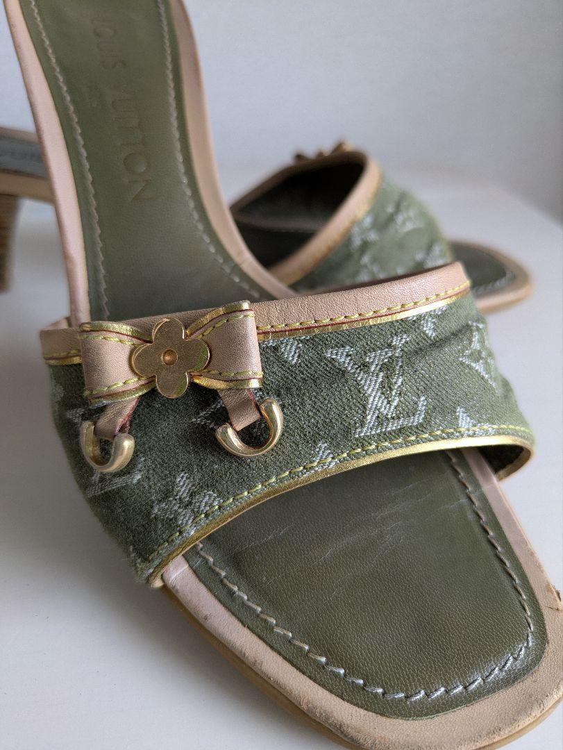 Louis Vuitton Khaki Denim Kitten Heel - 36.5/37