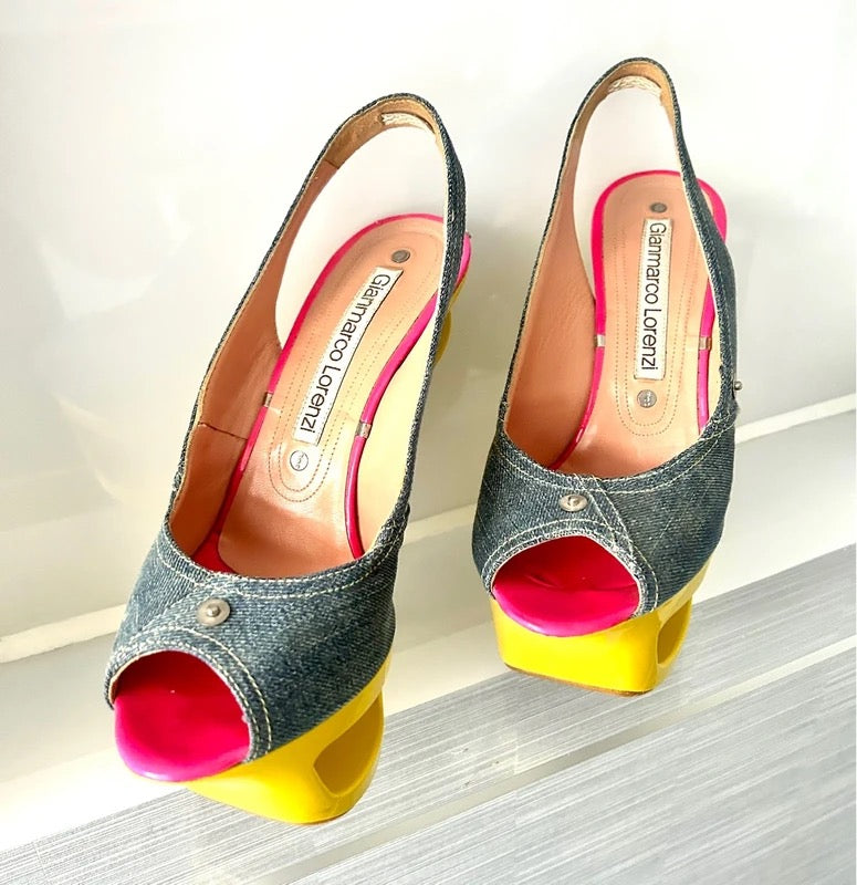 Gianmarco Lorenzi Denim Heels - 38