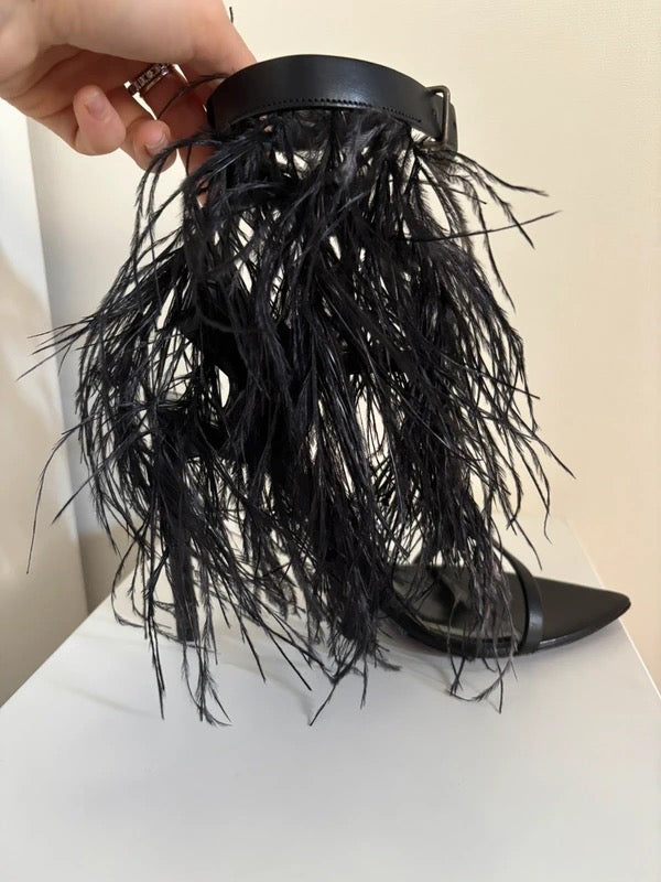 Saint Laurent Ostrich Feather Low Heel - 38.5
