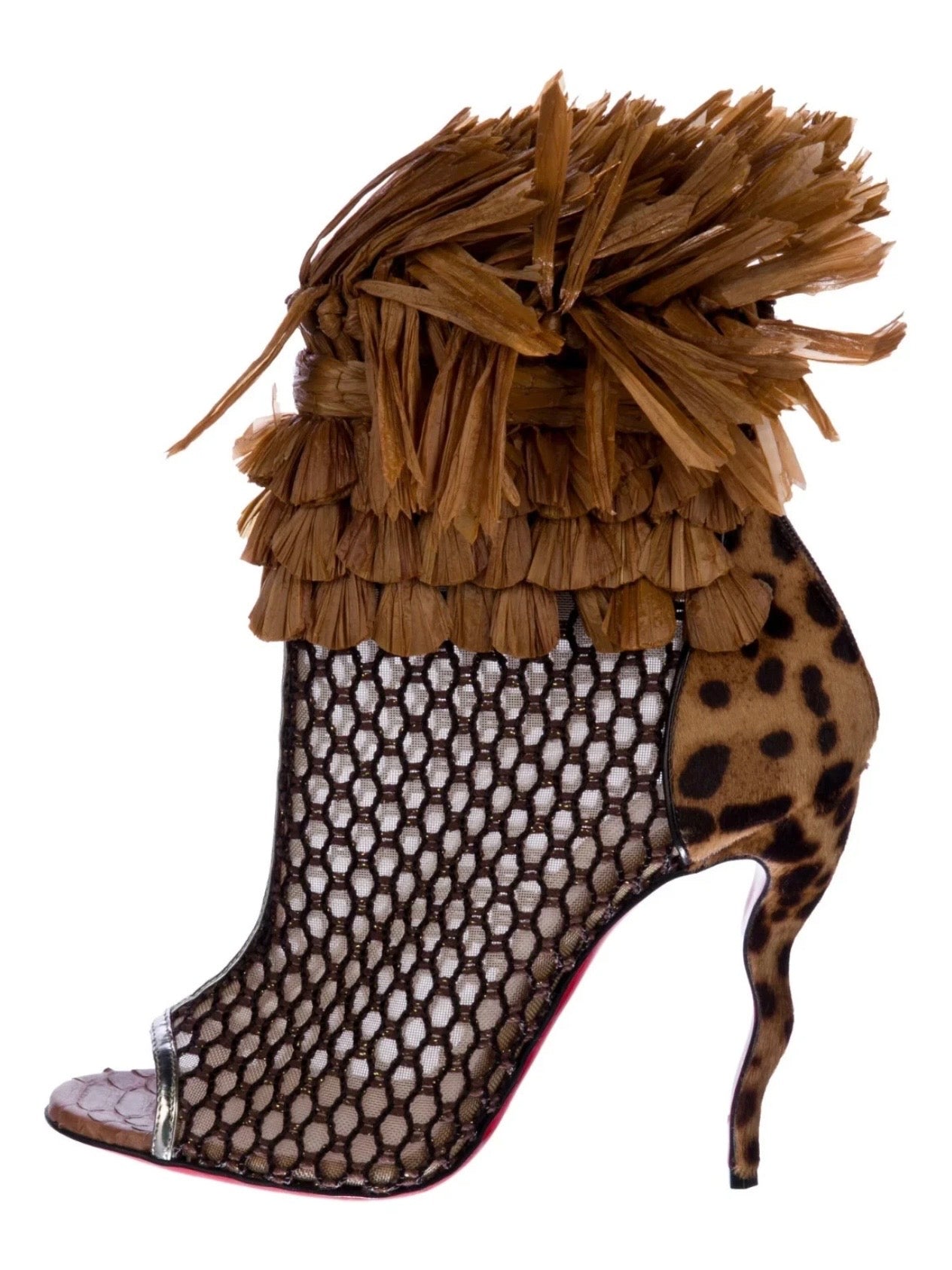 Christian Louboutin So Baker Raffia Boots Brand New - 37